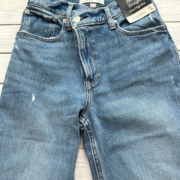 NWT A&F Curve Love Ultra High Rise 90s Straight Medium W.Criss-Cross Waist sz 0 - Picture 10 of 12